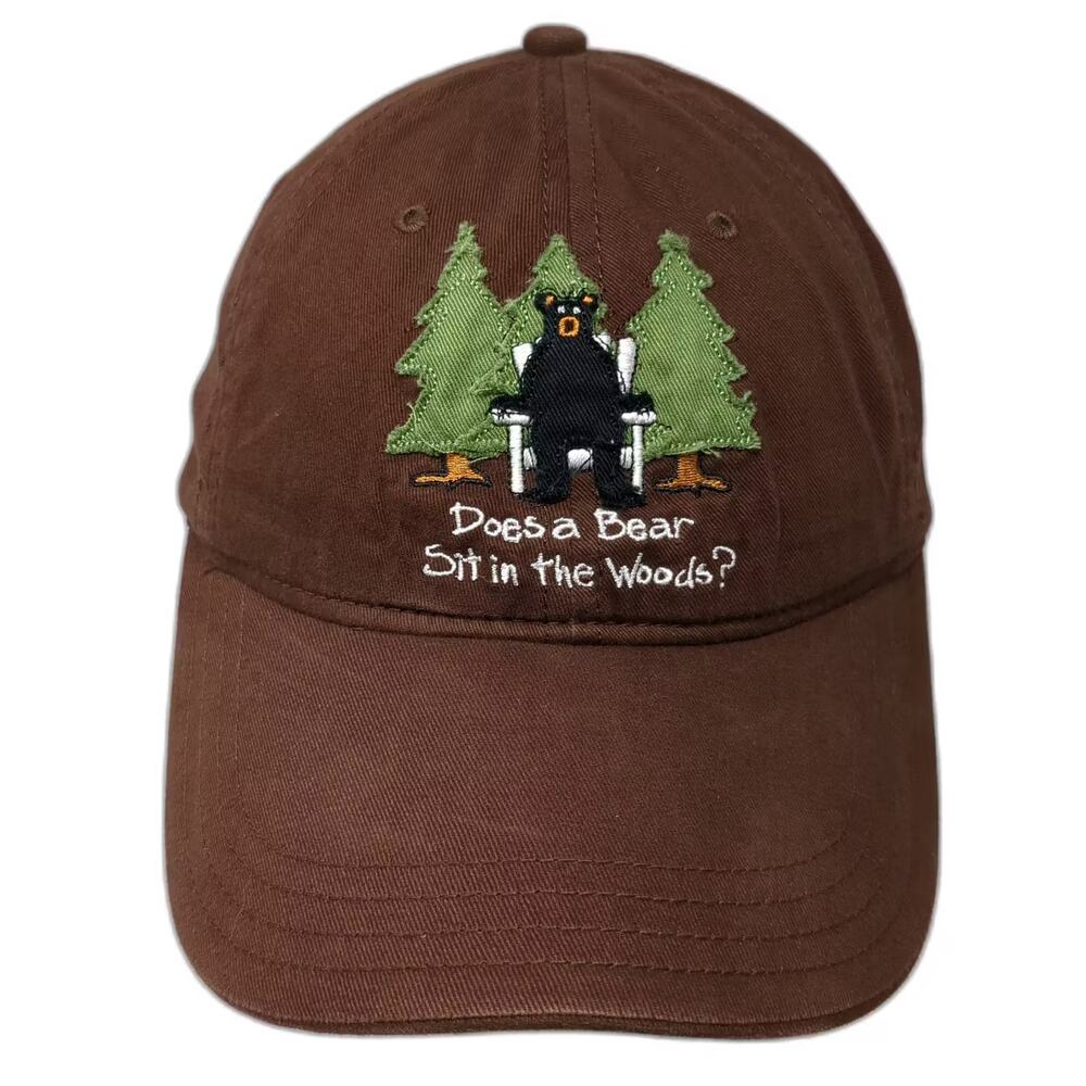 Hatley Brown Baseball Cap One Size Does a Bear Sit in the Woods? Adjustable Hat